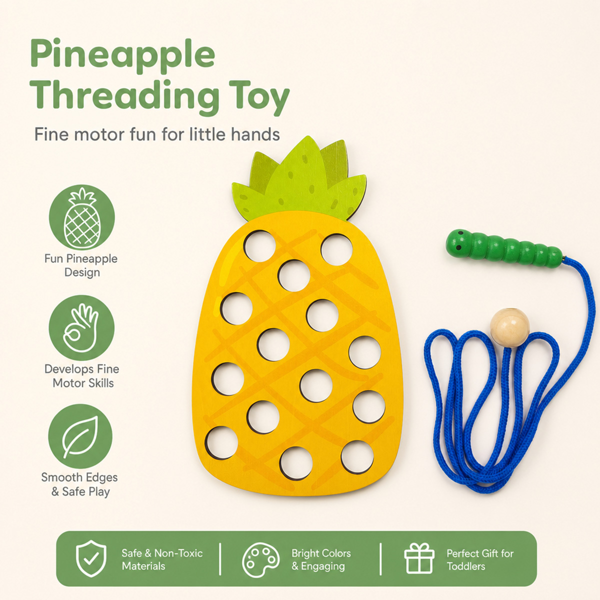 Wooden Lacing Pineapple Thread - đánh giá và giá Baby Food Game